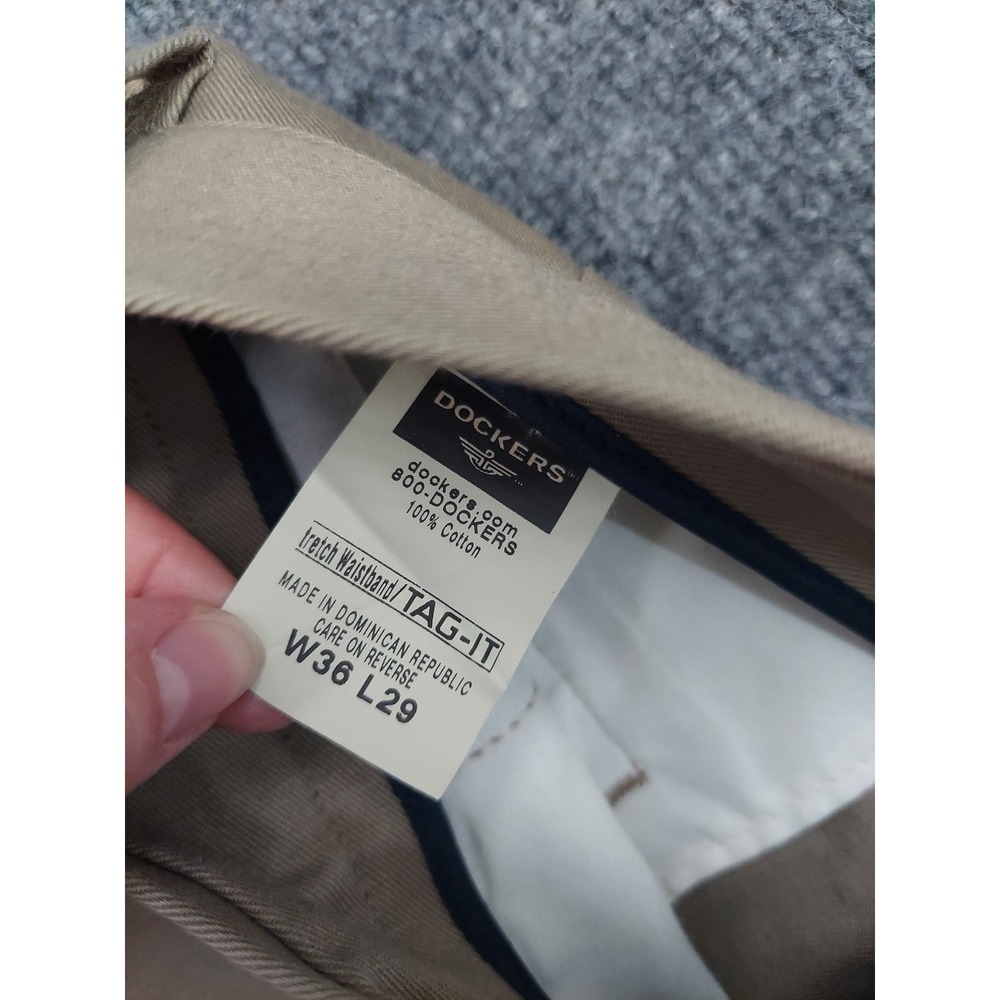 Dockers Pants Mens 36x29 Tan Khaki Individual Fit Flat Front Wrinkle Free Chino - Picture 7 of 8